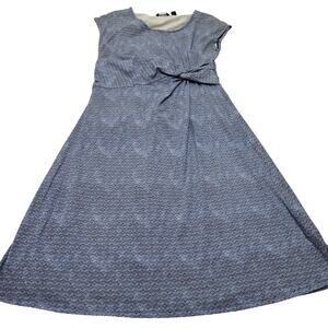 Lands end twist front jersey popover dress blue geometric preppy